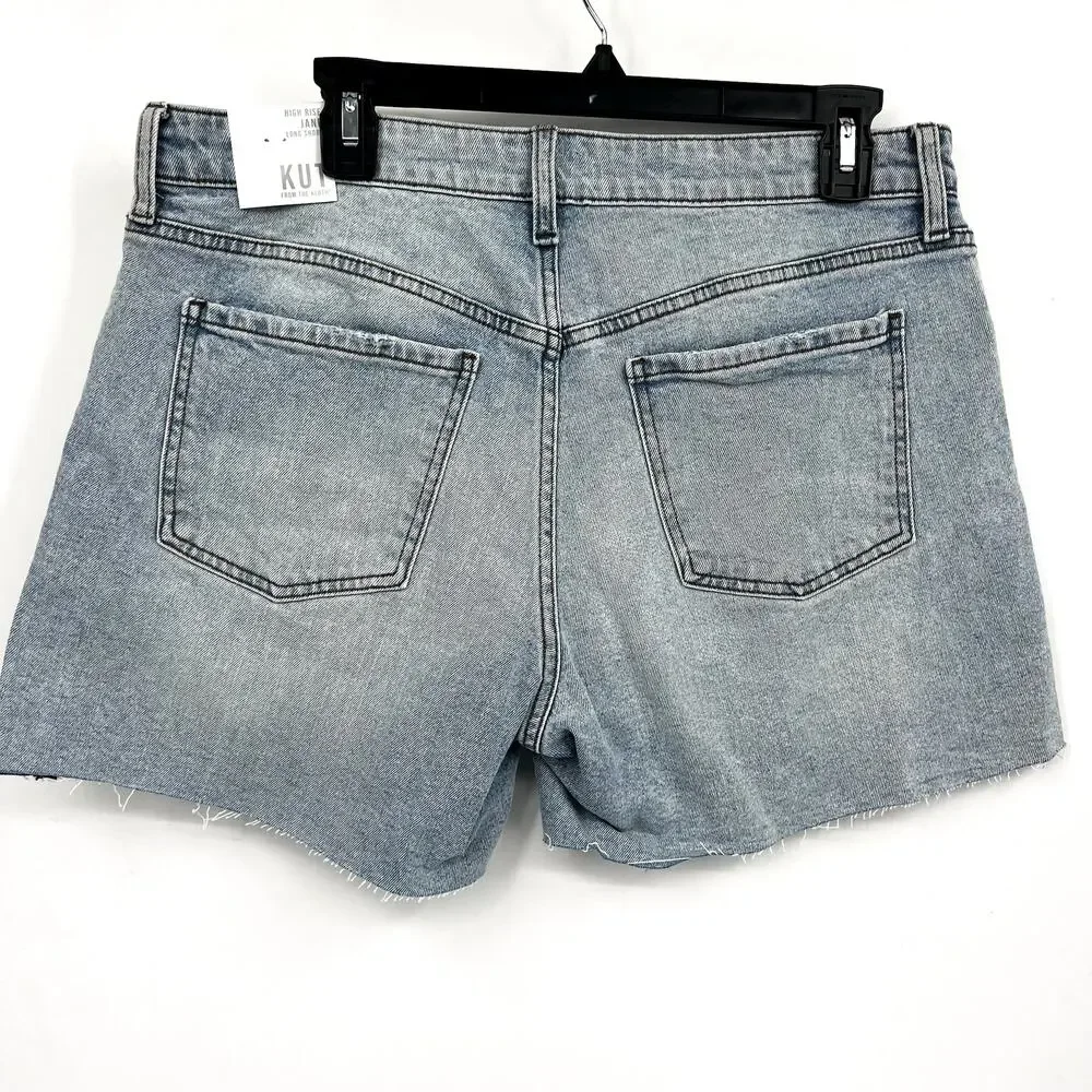 KUT FROM THE KLOTH Womens Jane High Rise Long Shorts Size 10 Blue Vintage NWT